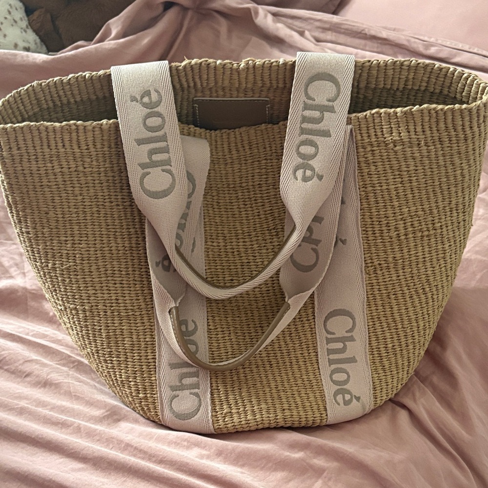 Chloe Beige Woven Tote Bag